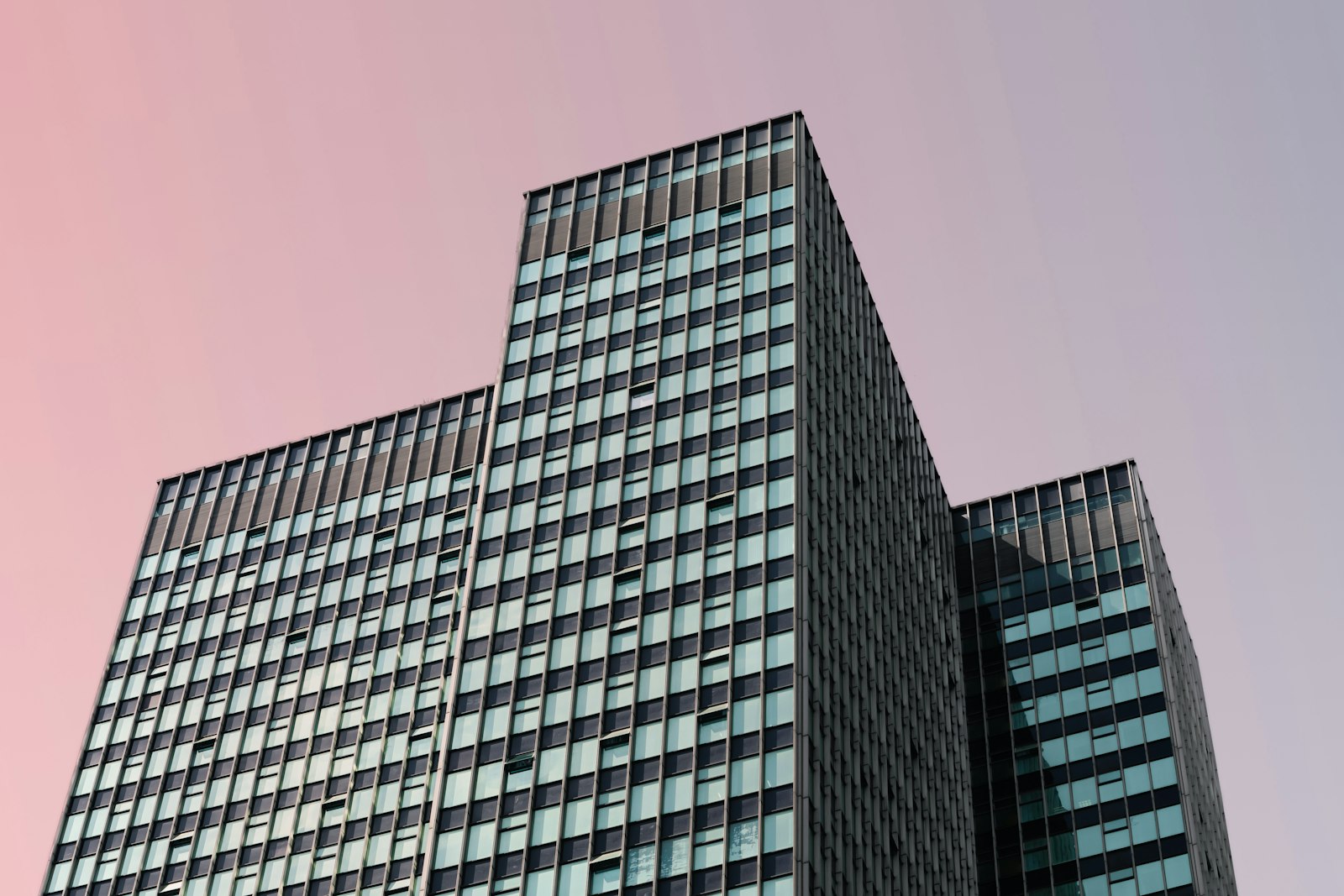 High-rise buildings in a Belgian city at sunset